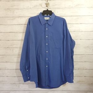F.A. MacCluer American VINTAGE Men's Button Down Blue Striped Shirt Size 17 - 35